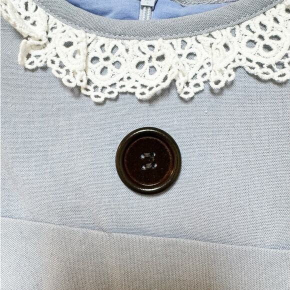 Only Little Once OLO Girls Tie Back Dress Blue with White Trim 4 - Picture 4 of 9